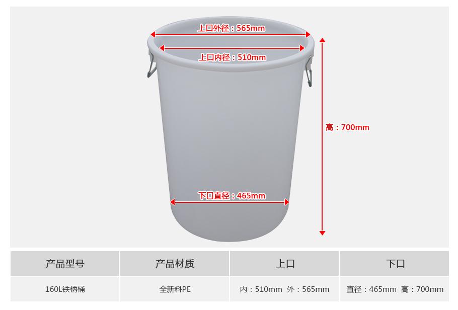 东方彩160L塑料铁柄桶